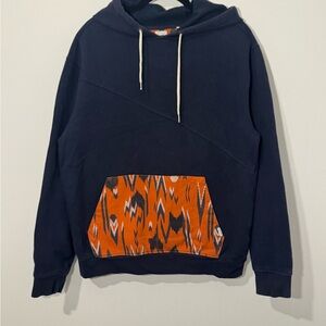 Volcom Men’s Navy Pullover Hoodie Medium Ikat Pocket Classic Fit Sweatshirt